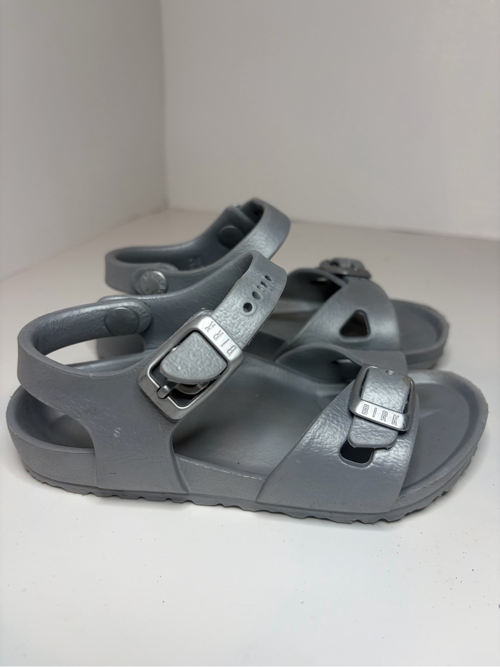 Birkenstock Kids' Grey Double-Buckle Play Sandals US Size 8-8.5